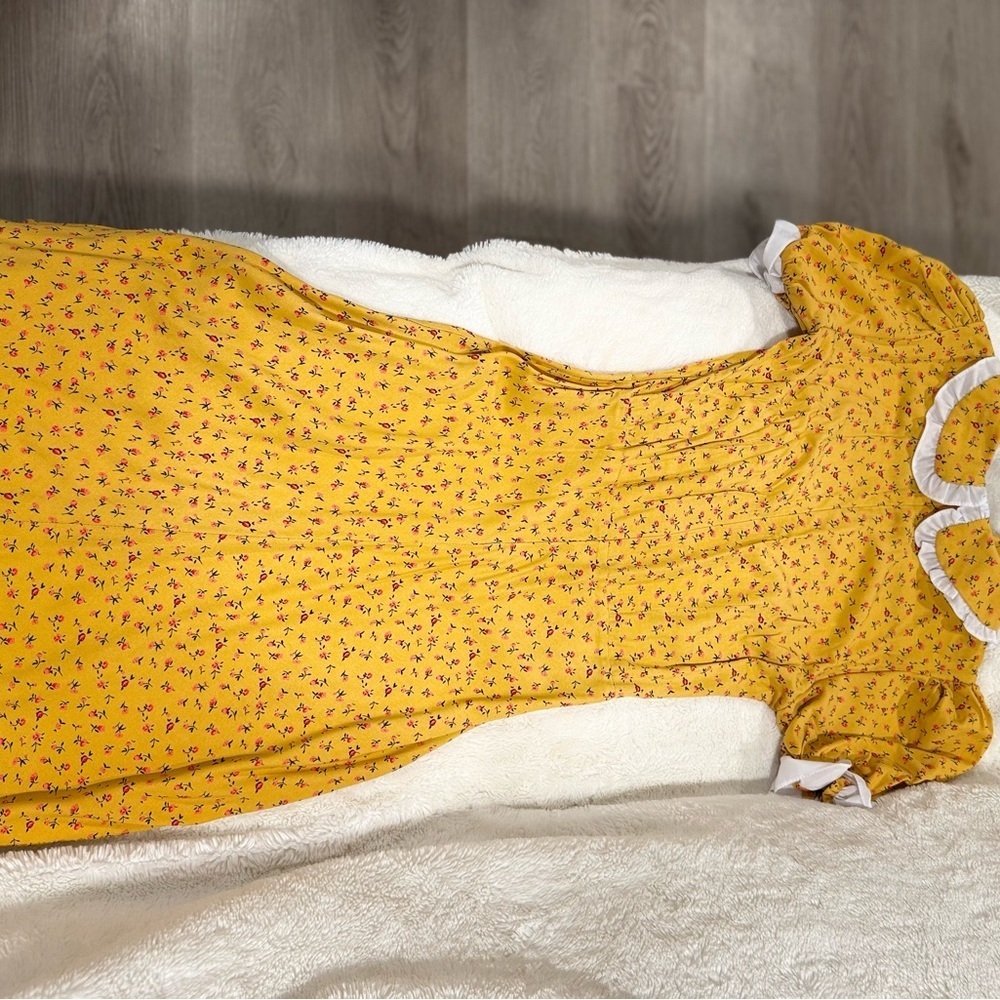 Yellow Floral Dress with White Accents